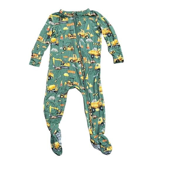 Posh Peanut Bamboo Footed with Zipper Crawford Construction Vehicles 9-12 Months - Picture 1 of 4